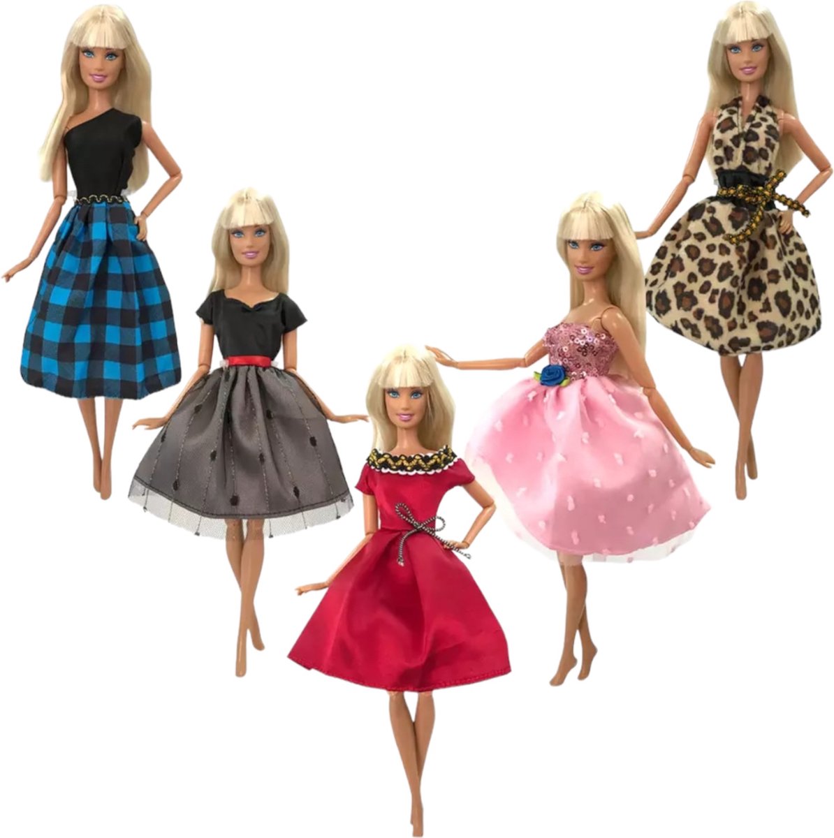 Isas Friends® Poppenkleertjes - 5 Outfits voor poppen - Geschikt voor o.a Barbie - Setje Zoë